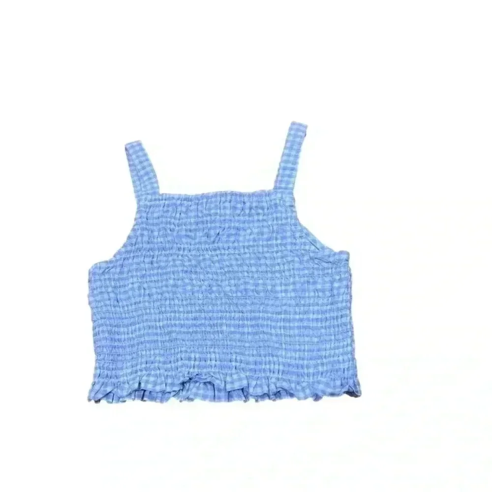 Zara Kids Purple Plaid Crop Ruffled Tank Top Size 7 EUC